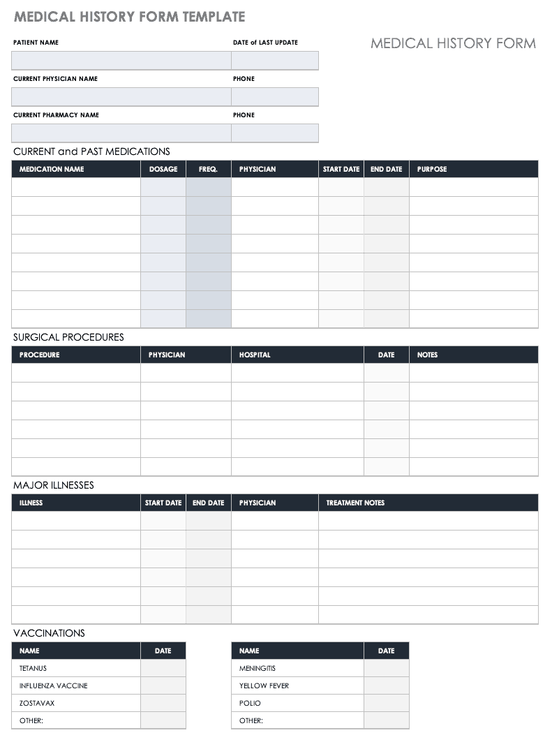Free Medical Form Templates Smartsheet Free Medical Form Templates Smartsheet