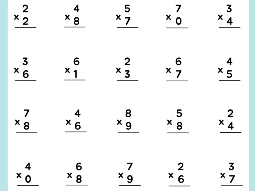 Free Multiplication Worksheet To Use And Print Canva