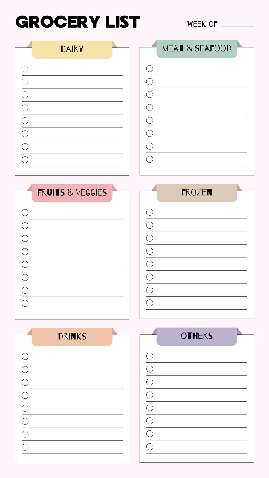 Printable Grocery Shopping List With Categories
