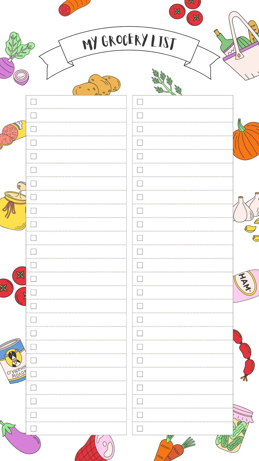 Printable Grocery List Pictures For Kids