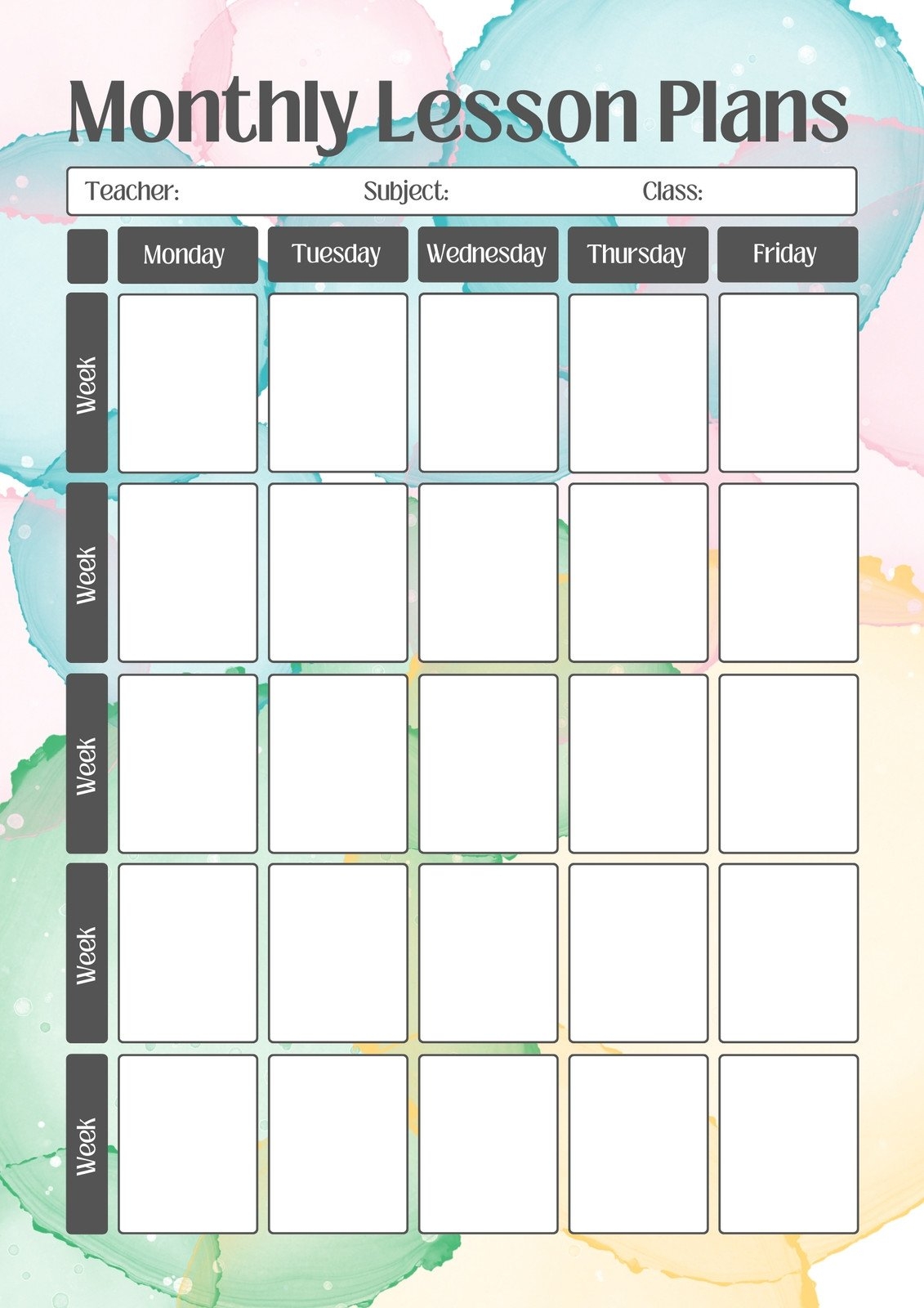 Teacher Monthly Planner Printable Teacher Monthly Planner Printable