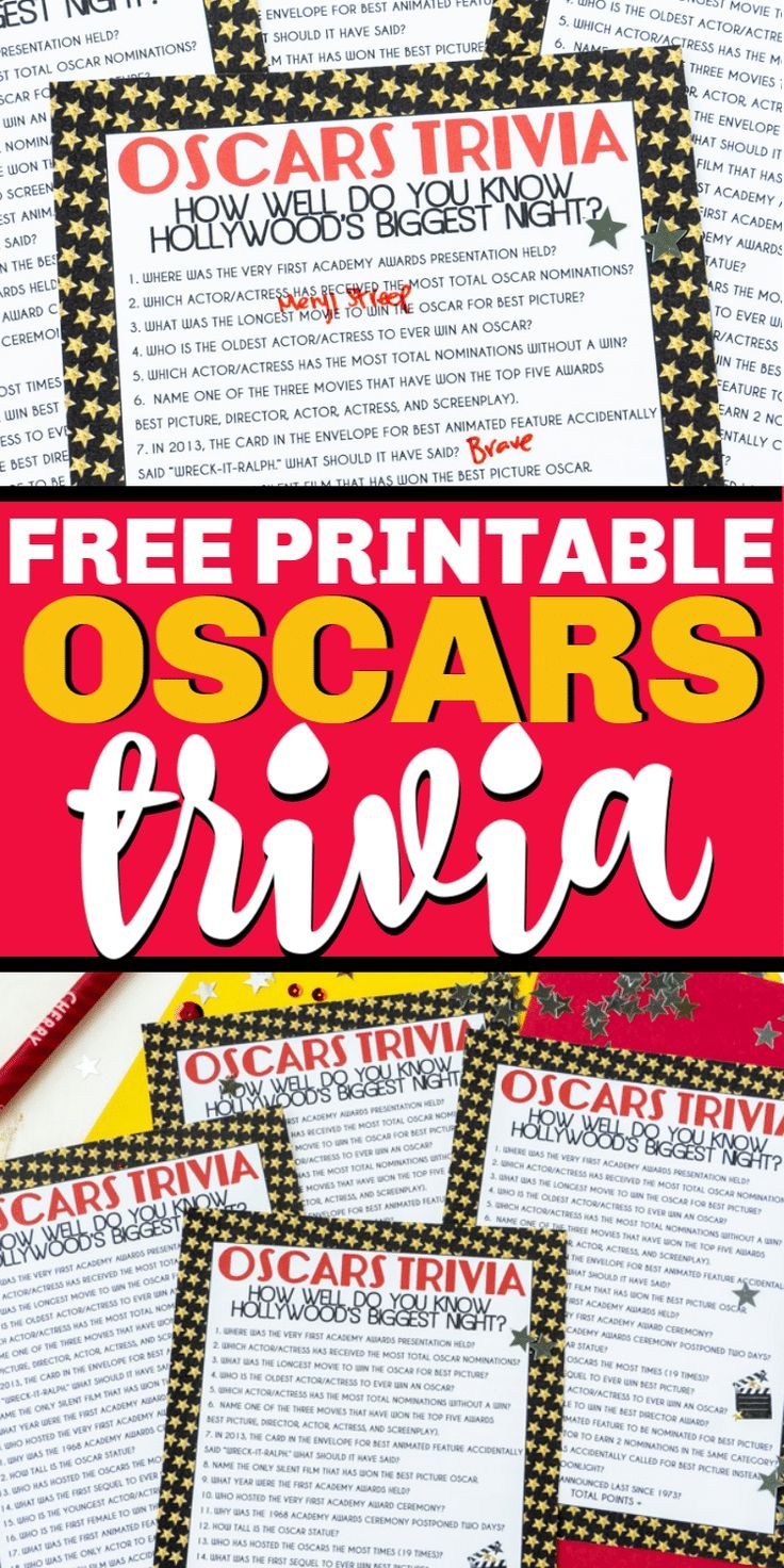Printable Oscar Trivia Quiz