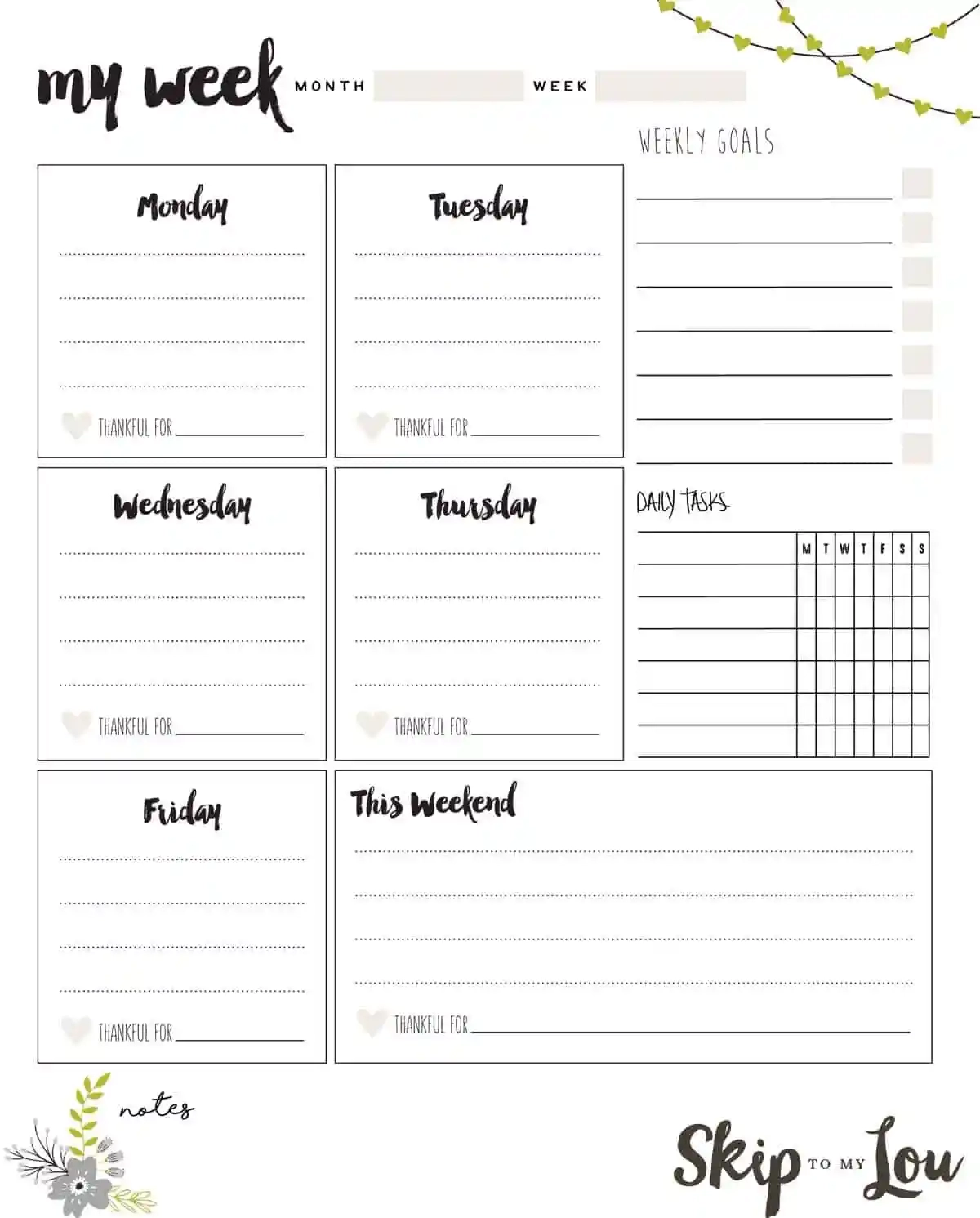Weekly Agenda Planner Printable