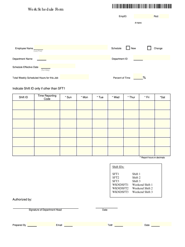 Free Printable Work Schedule Forms Fill Out amp Sign Online DocHub