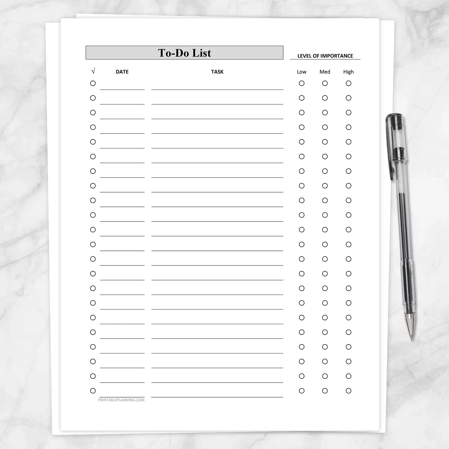 Full Page To Do List With Level Of Importance Column Printable Full Page To Do List With Level Of Importance Column Printable