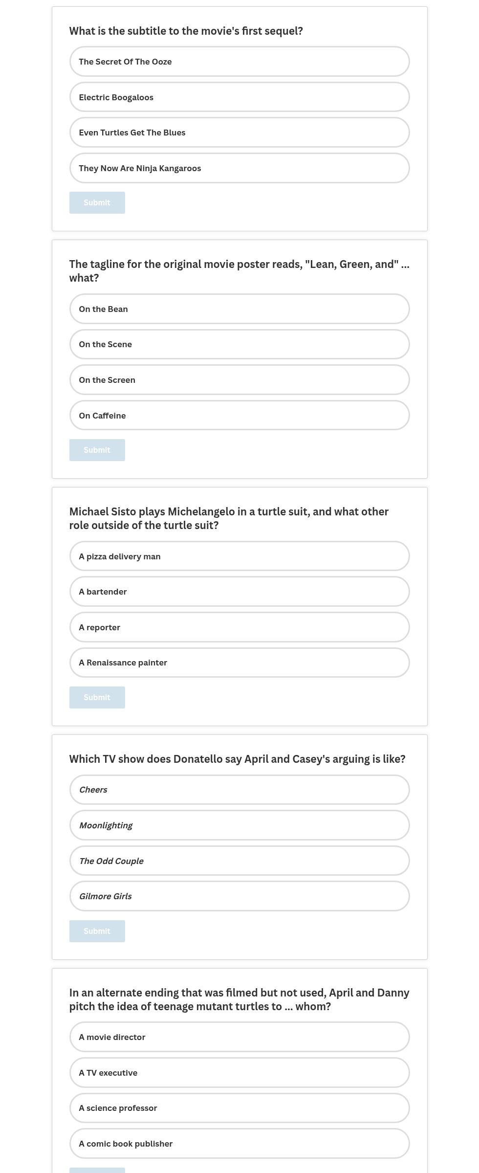 Printable Gilligan Island Quiz