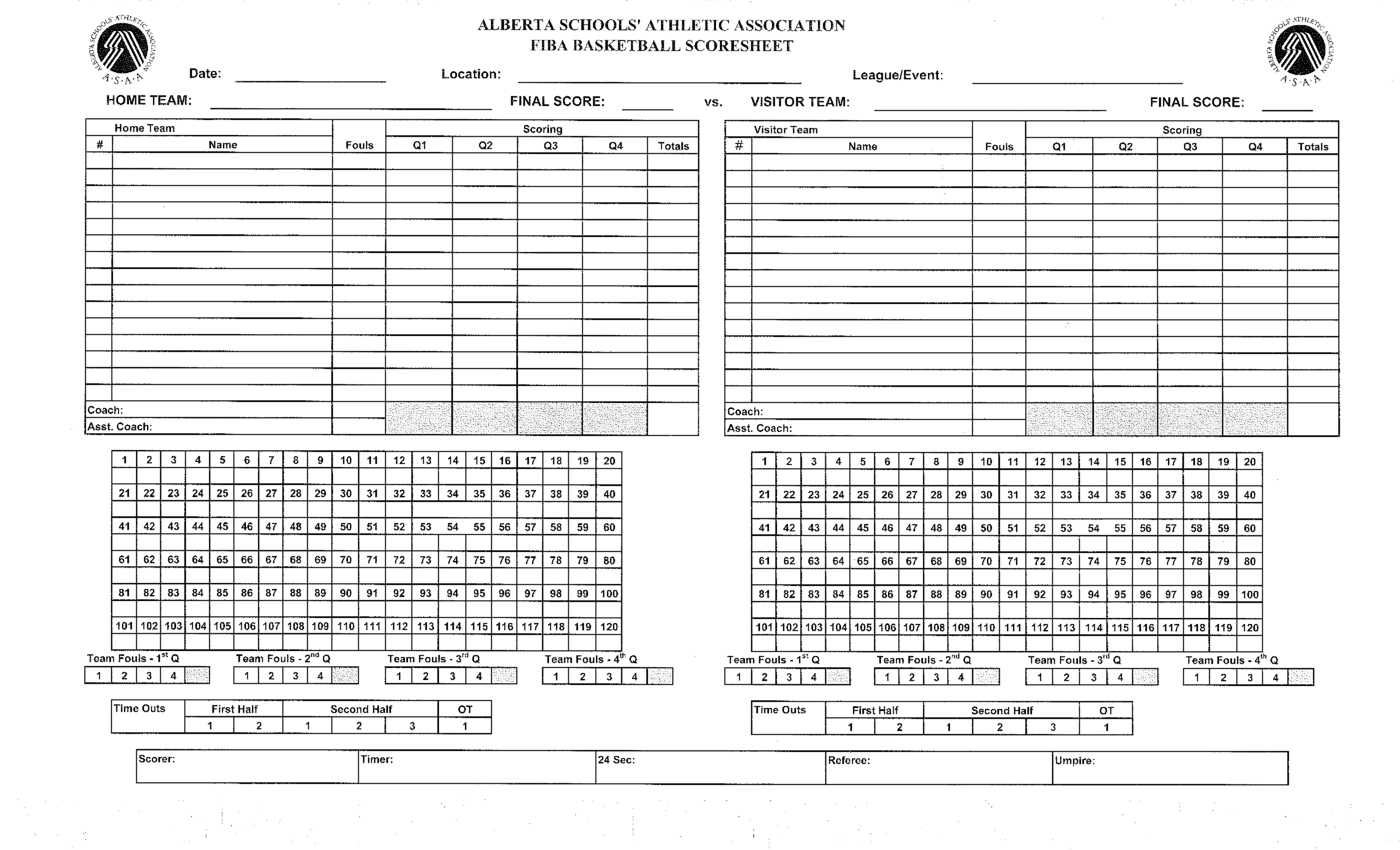High School Basketball Scoring Sheet Printable High School Basketball Scoring Sheet Printable