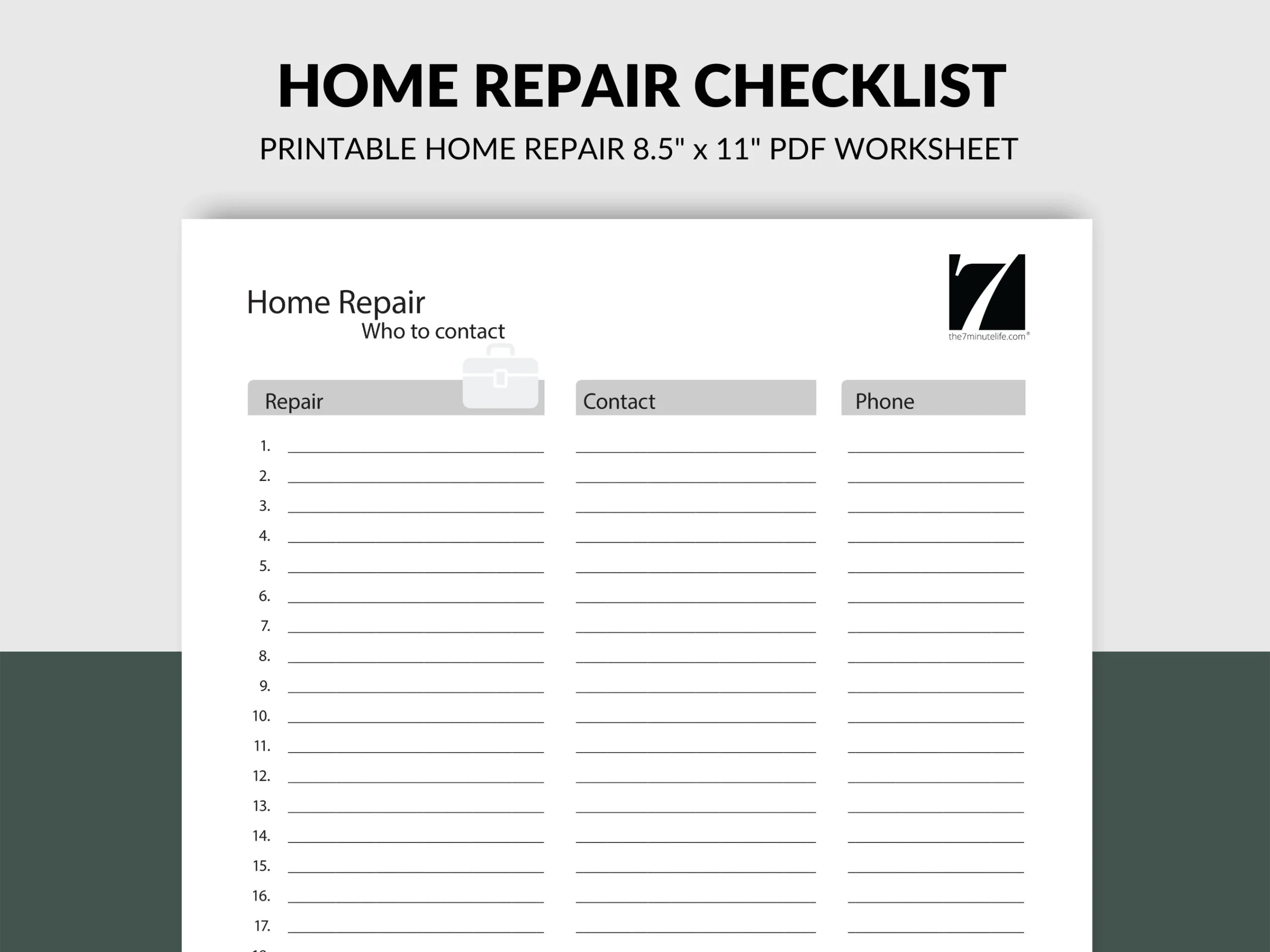 Home Repair Checklist Printable Maintenance Planner PDF Etsy