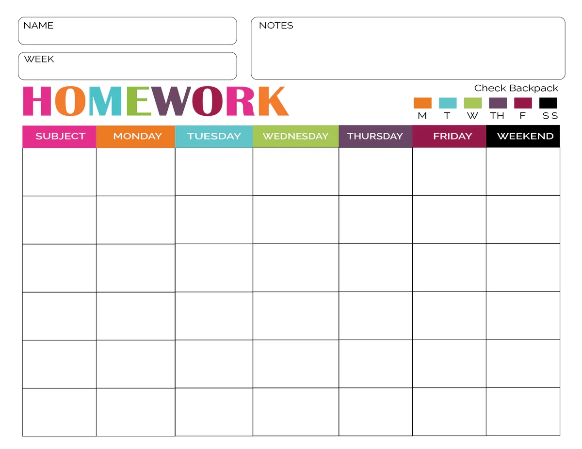 Homework Chart Homework Chart