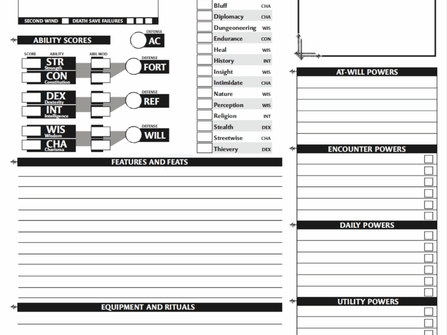 I Revised The 4e Character Sheet Because The Standard One Is So