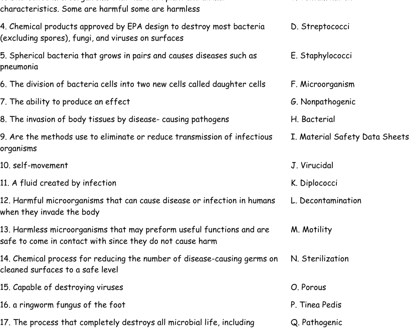 Infection Control Worksheet WordMint