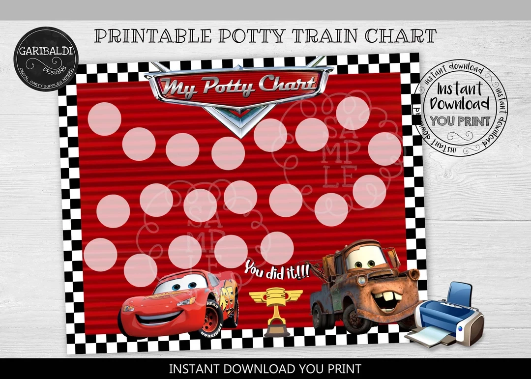 Instant Download Potty Training Chart Printable Race Cars Potty Train Chart Race Cars Reward Chart Race Cars Daily Routine Reward Chart RW Etsy de