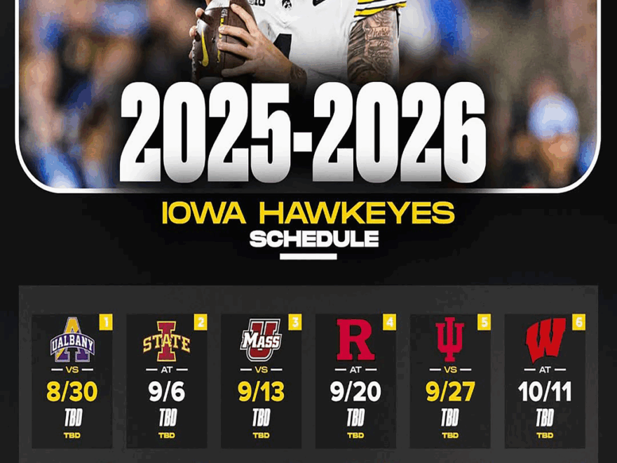 Iowa Hawkeyes 2025 Schedule Poster 11 X 17 Iowa Hawkeyes Football
