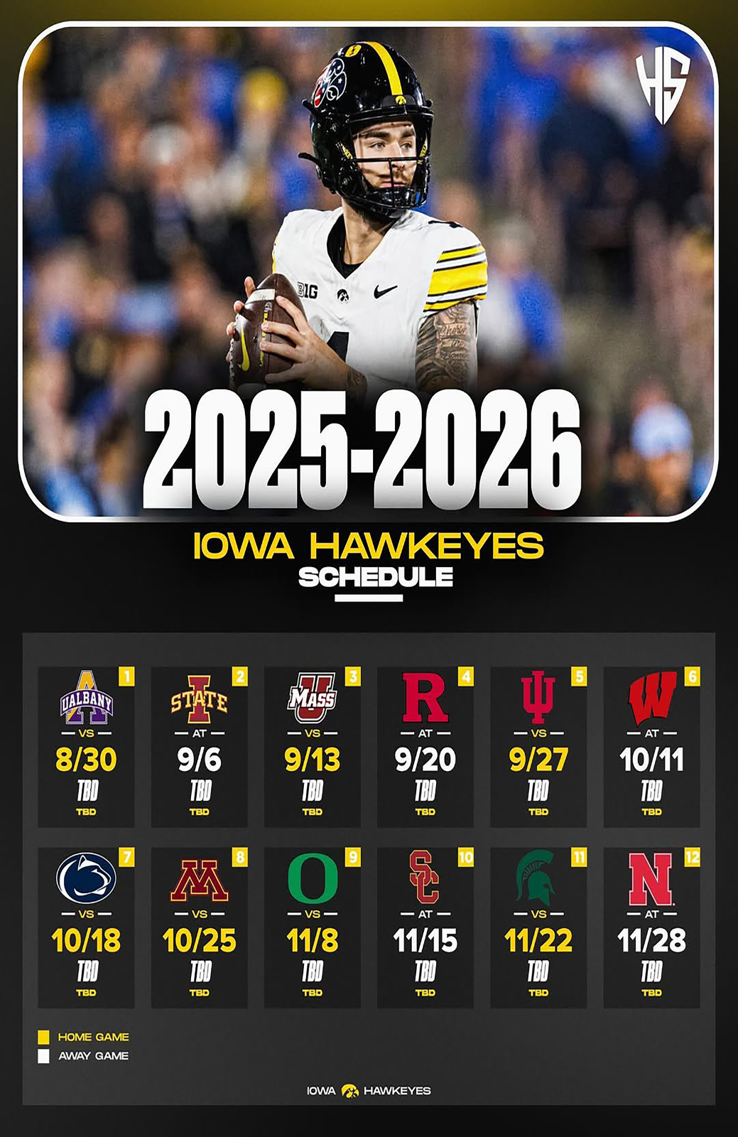 Iowa Hawkeyes 2025 Schedule Poster 11 X 17 Iowa Hawkeyes Football Iowa Hawkeyes 2025 Schedule Poster 11 X 17 Iowa Hawkeyes Football