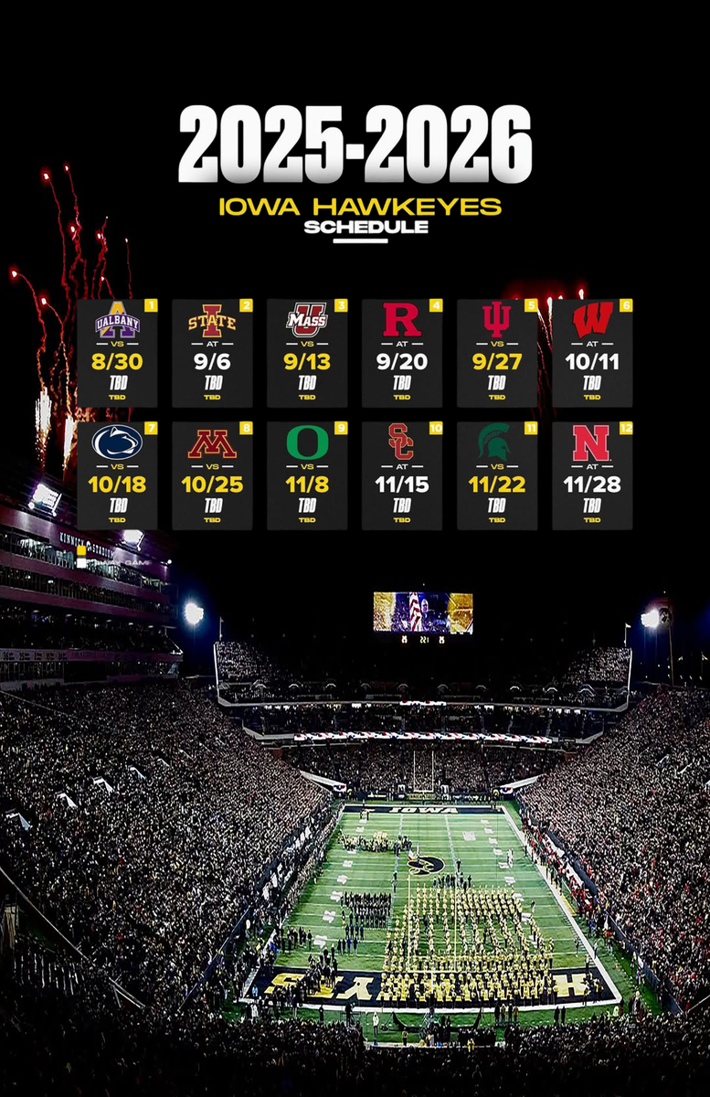 Iowa Hawkeyes 2025 Schedule Poster 11 X 17 Iowa Hawkeyes Football Iowa Hawkeyes 2025 Schedule Poster 11 X 17 Iowa Hawkeyes Football