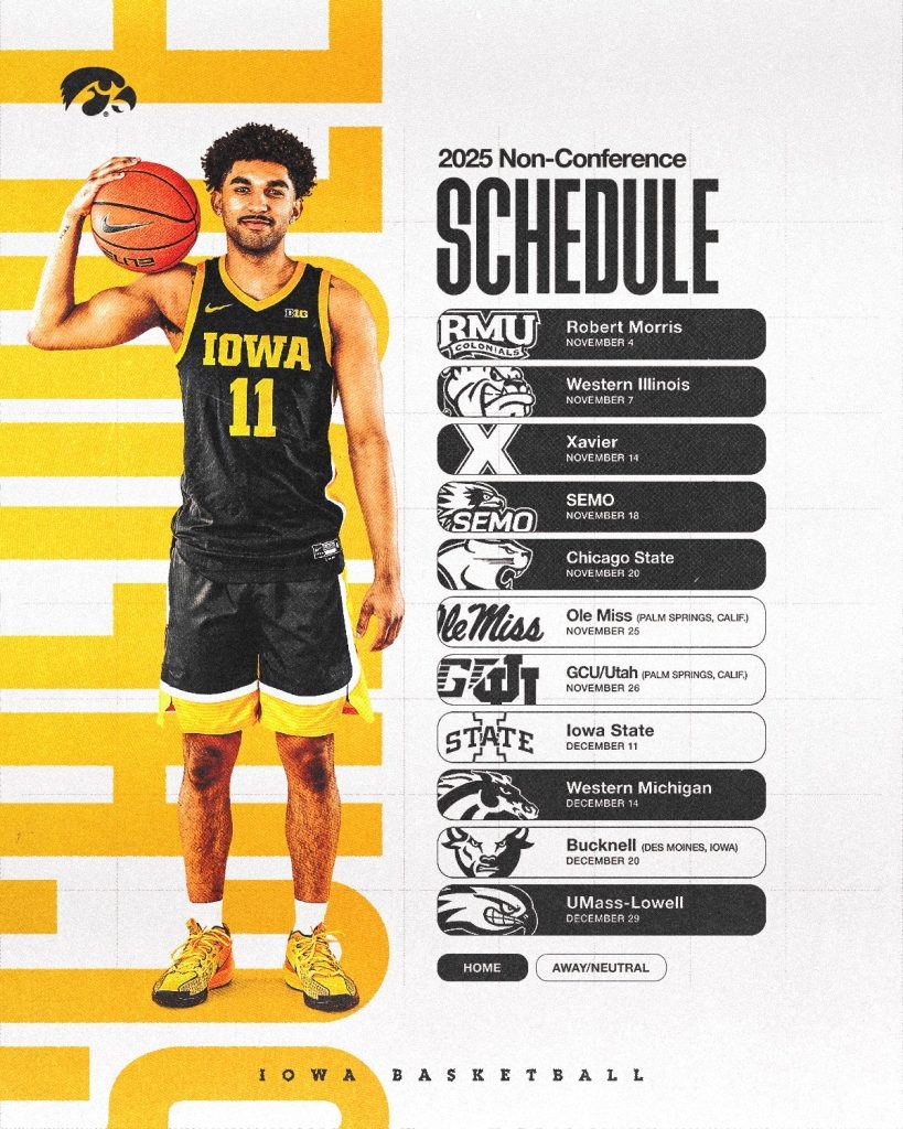 Iowa Men s Hoops Releases 2025 26 Nonconference Schedule Hawk Iowa Men s Hoops Releases 2025 26 Nonconference Schedule Hawk