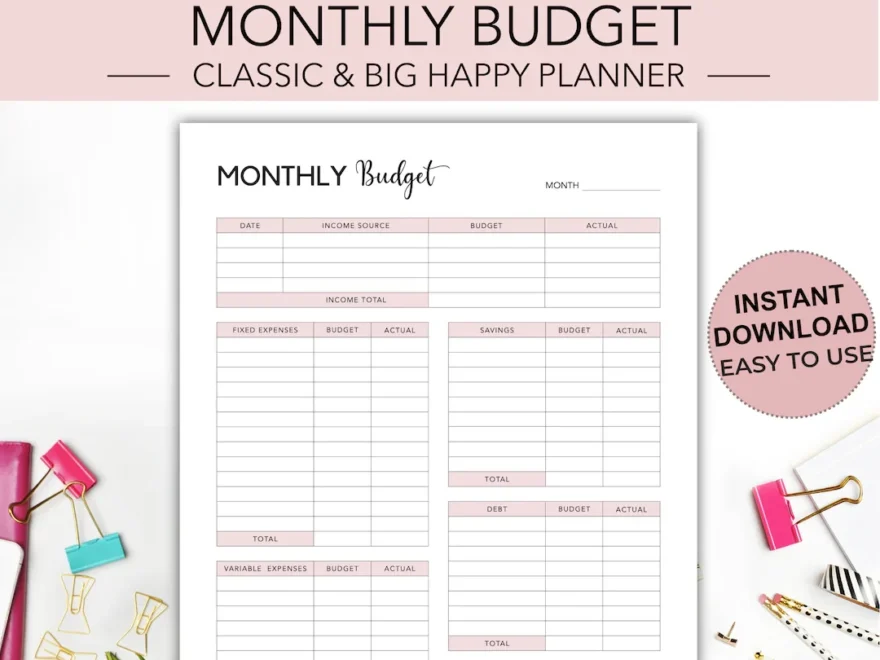 Klassischer Happy Planner Monatshaushalt Budget Planer Happy