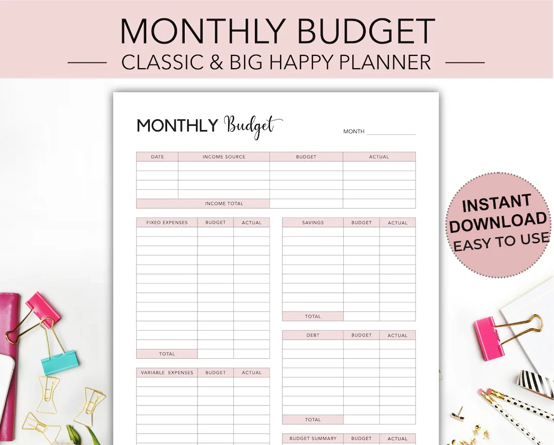 Klassischer Happy Planner Monatshaushalt Budget Planer Happy 