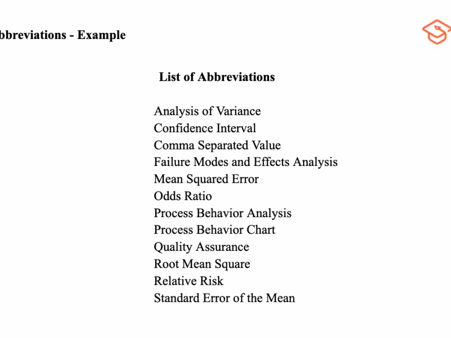 List Of Abbreviations Example Template amp Best Practices