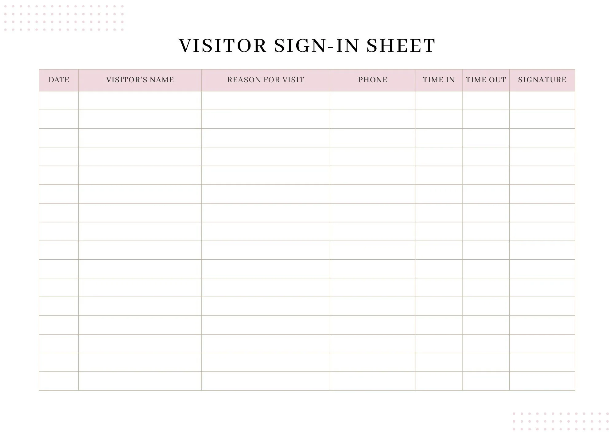 Modernes Visitor Sign In Sheet Etsy de