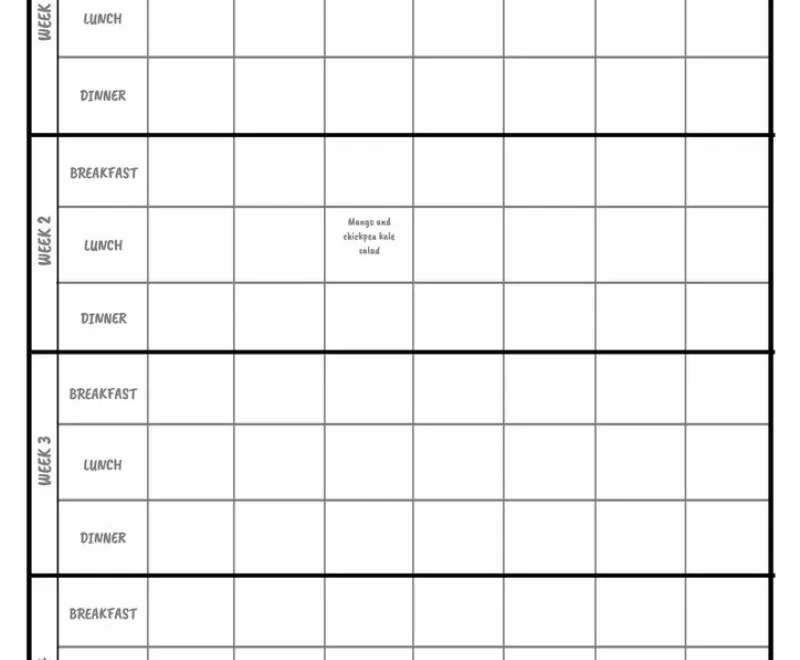 Monthly Meal Plan Templates
