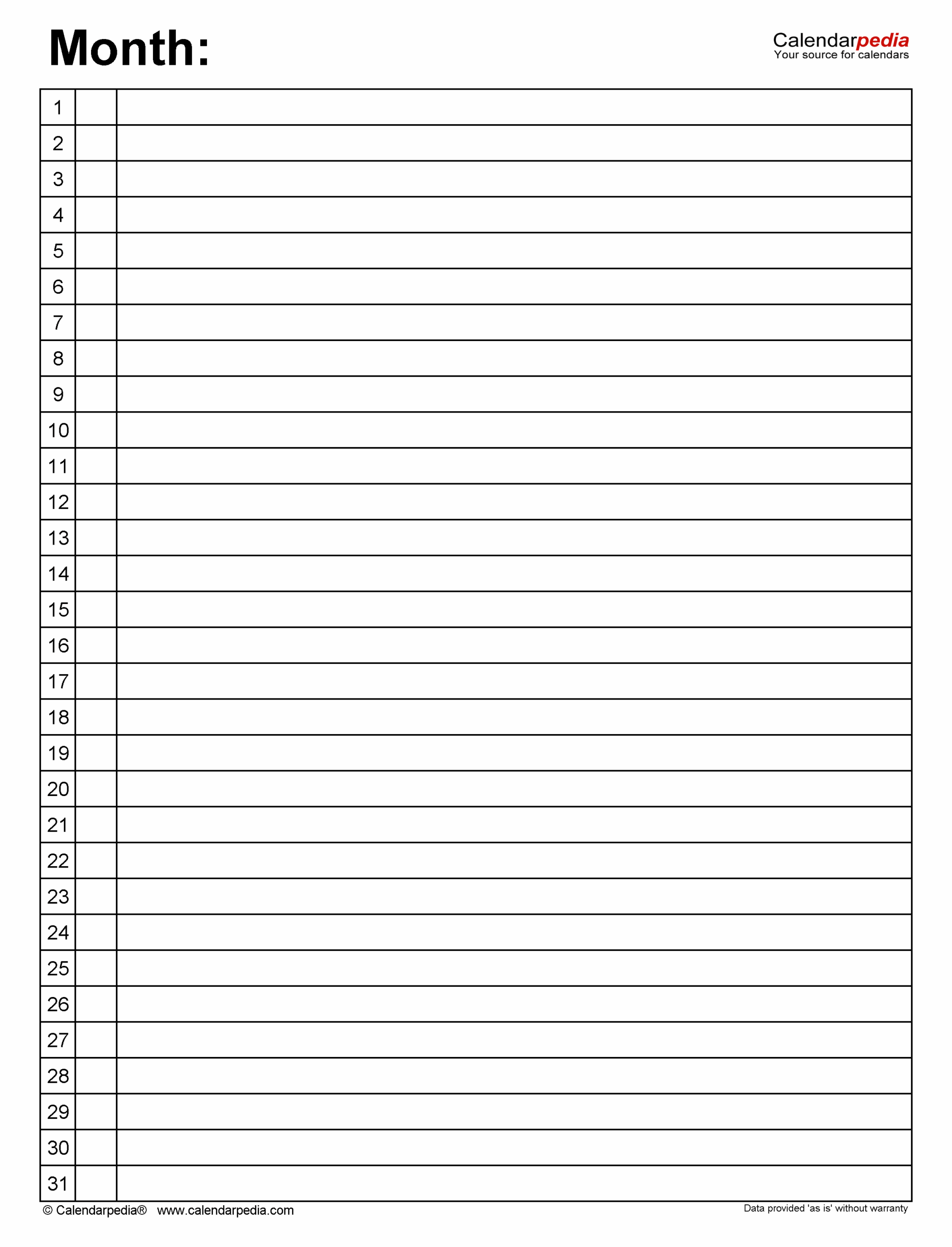 Printable Calendar In List Form Printable Calendar In List Form
