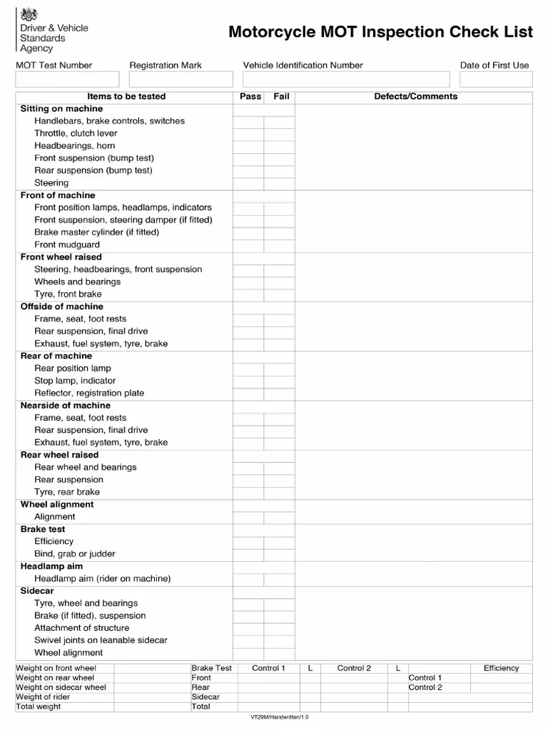 Printable Mechanic Motorcycle Inspection List Printable Mechanic Motorcycle Inspection List