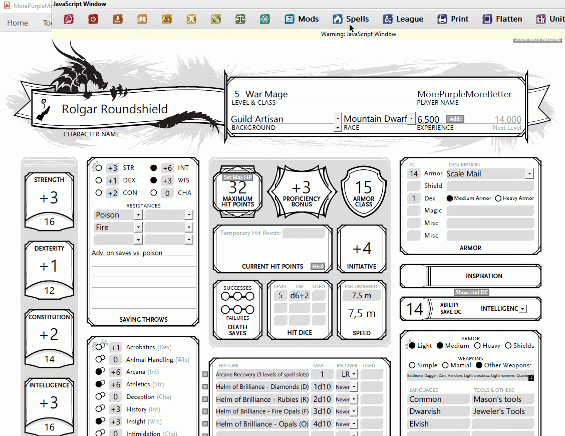 Printable D&D Character Builder Sheets