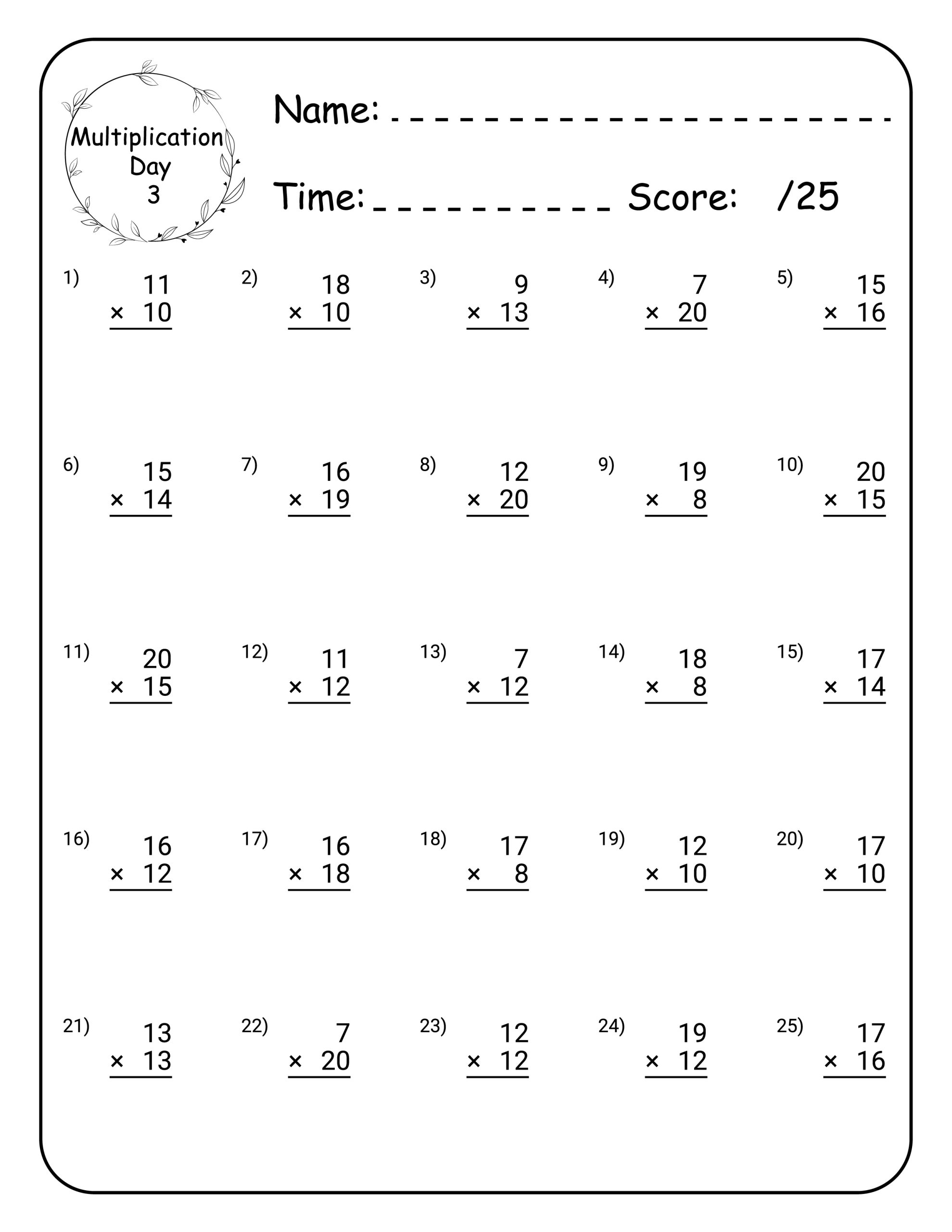 Printable Multiplication Sheets For 5th Graders