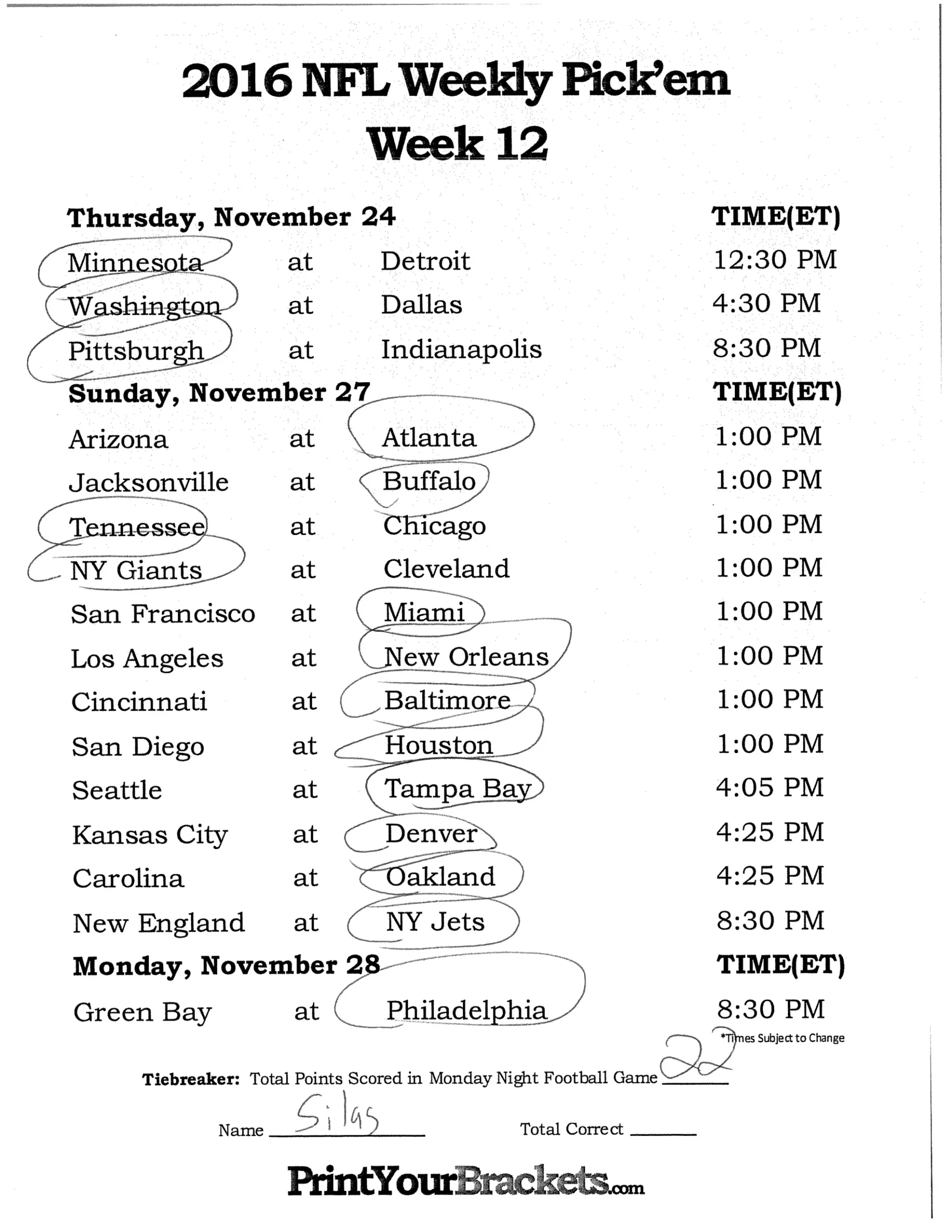 Nfl Week 12 All Picks PDF Nfl Week 12 All Picks PDF