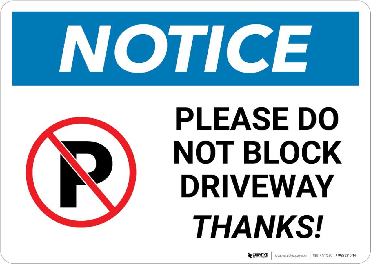 Printable Do Not Block Driveway Sign