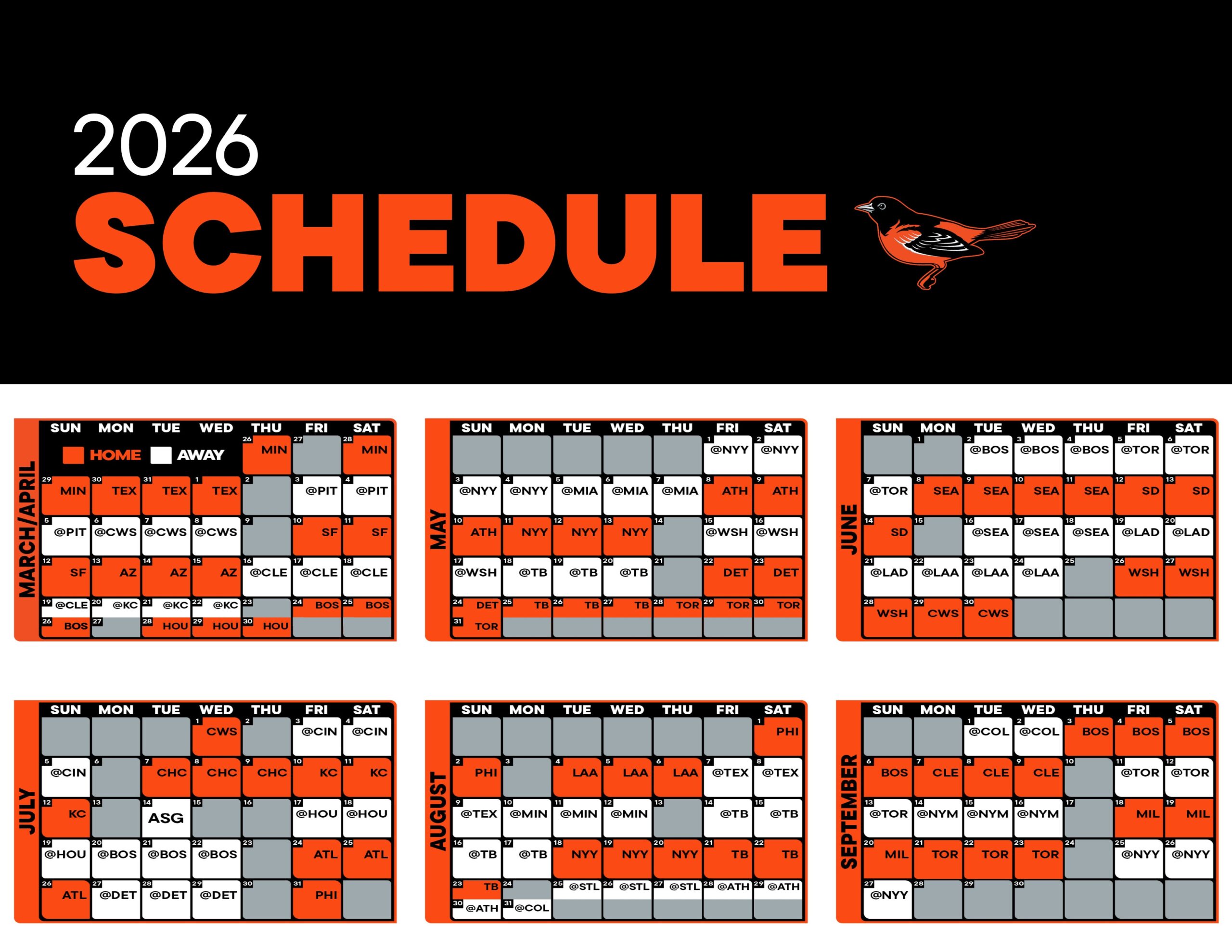 Orioles Announce 2026 Schedule