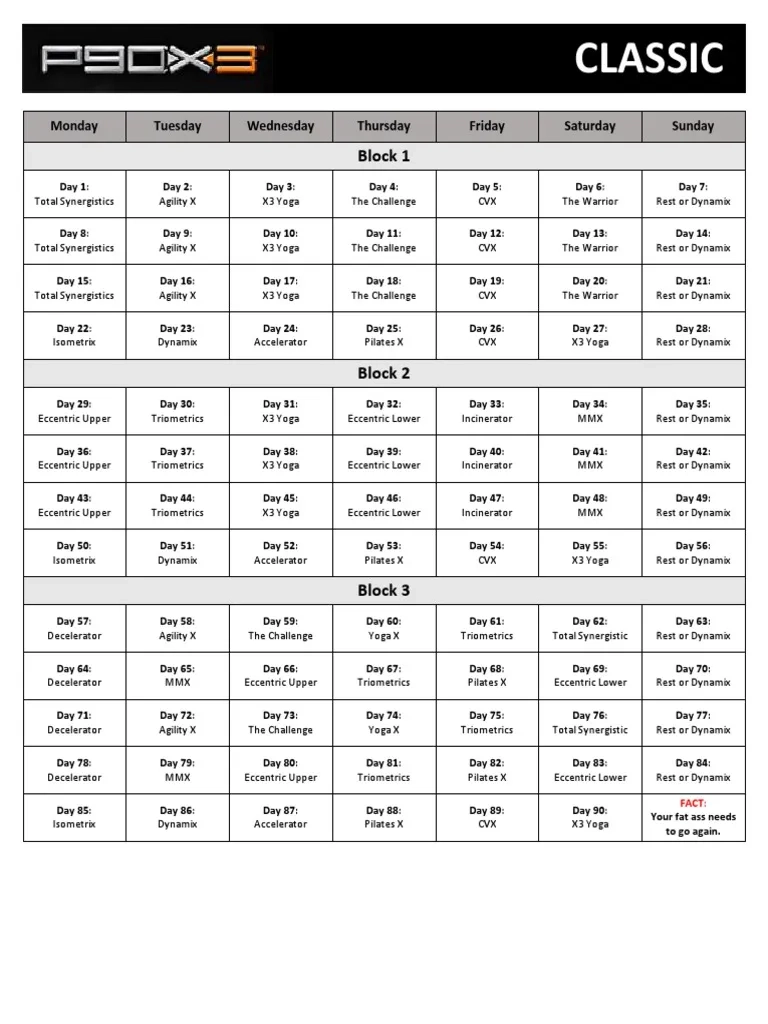 P90X3 Classic Schedule PDF PDF Self Improvement Wellness P90X3 Classic Schedule PDF PDF Self Improvement Wellness