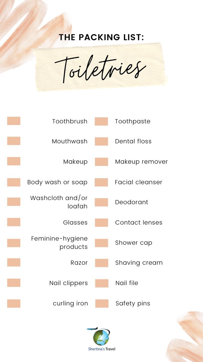 Packing List Toiletries