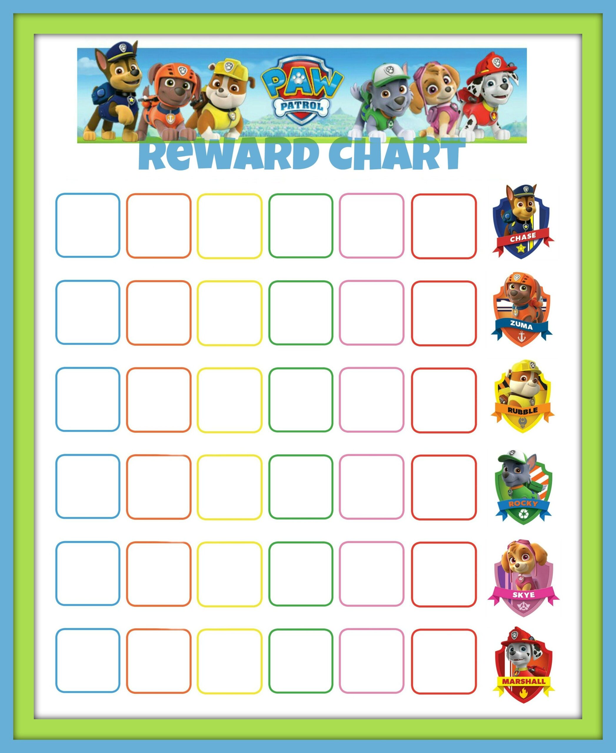 Paw Patrol Reward Chart For Kids Paw Patrol Reward Chart For Kids
