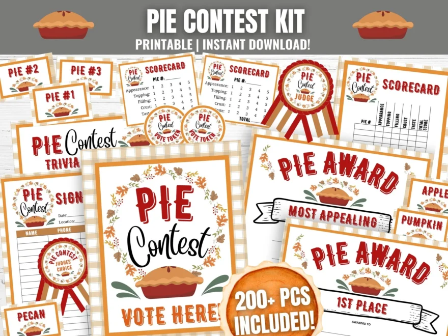 Pie Contest Kit Printable Voting Ballots Awards Ribbons Games