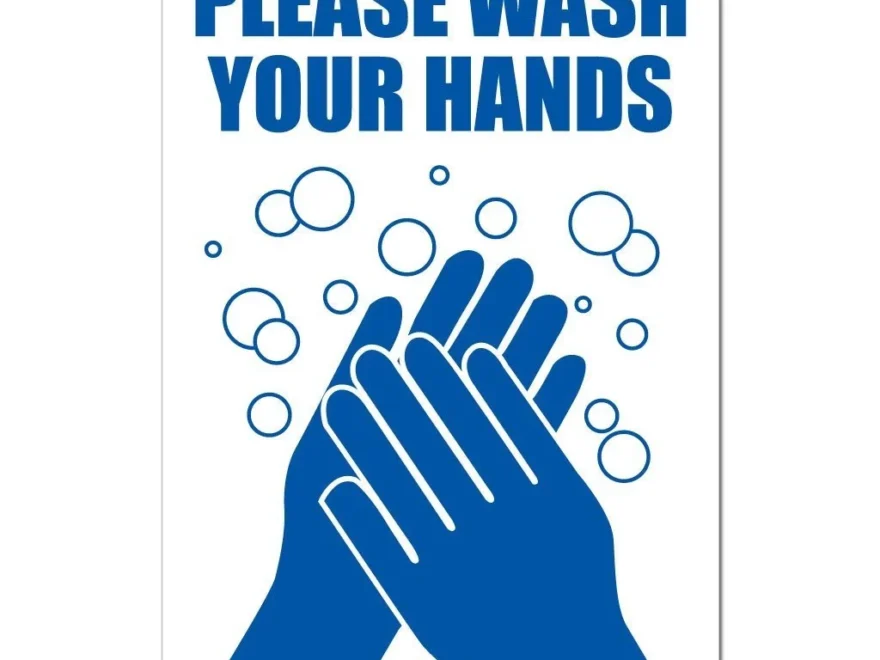 please wash your hands sign or sticker