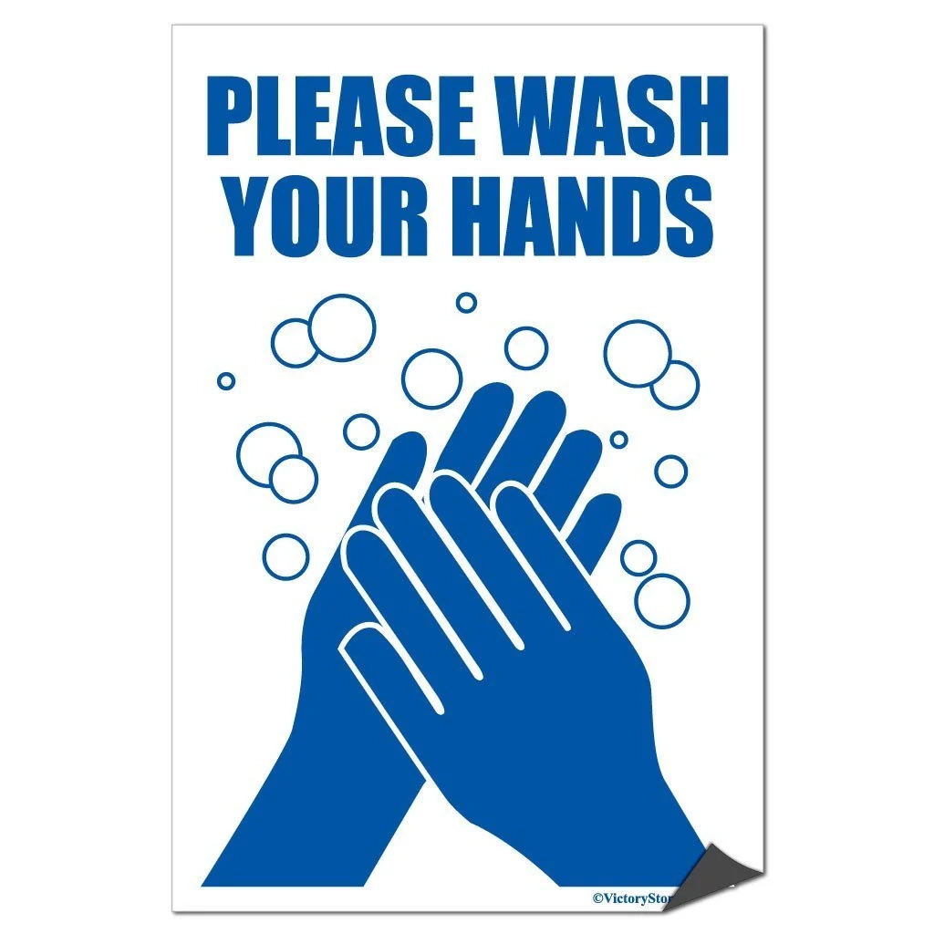 please wash your hands sign or sticker