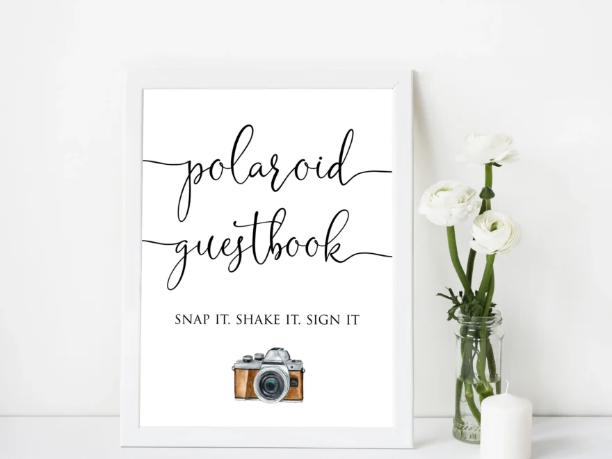Polaroid Guestbook Table Sign Printable Minimalist Bridal Shower