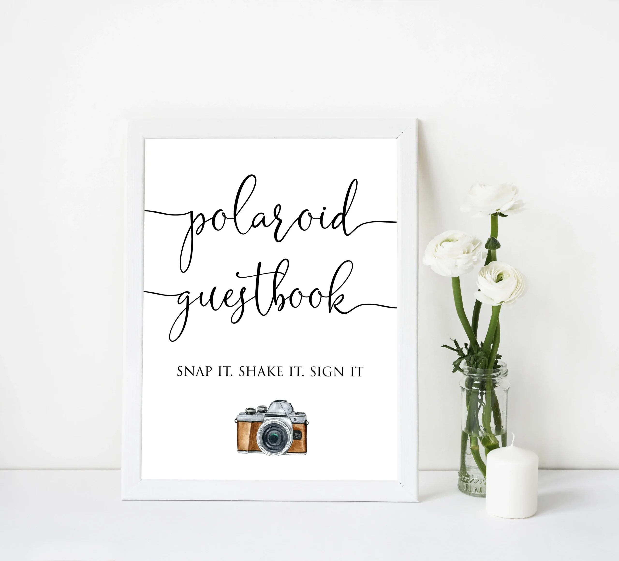 Polaroid Guestbook Table Sign Printable Minimalist Bridal Shower 