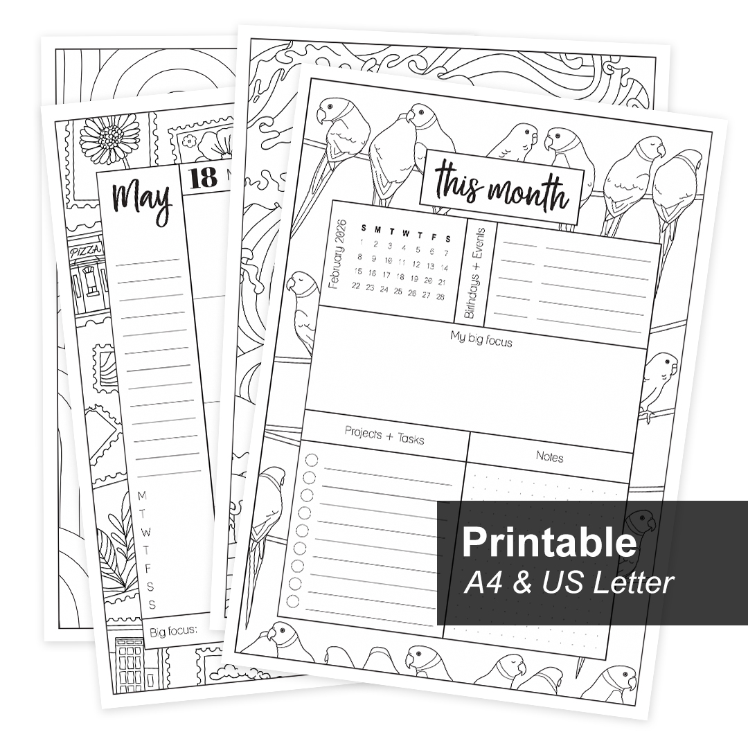 Printable 2026 Coloring Planner