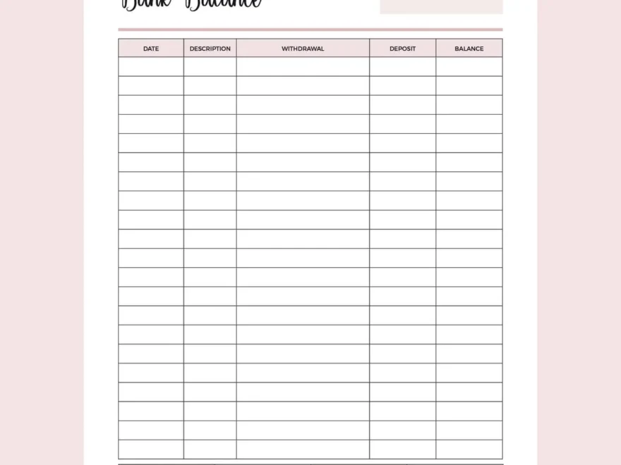 Printable Balance Sheet Template Instant Download PDF A4