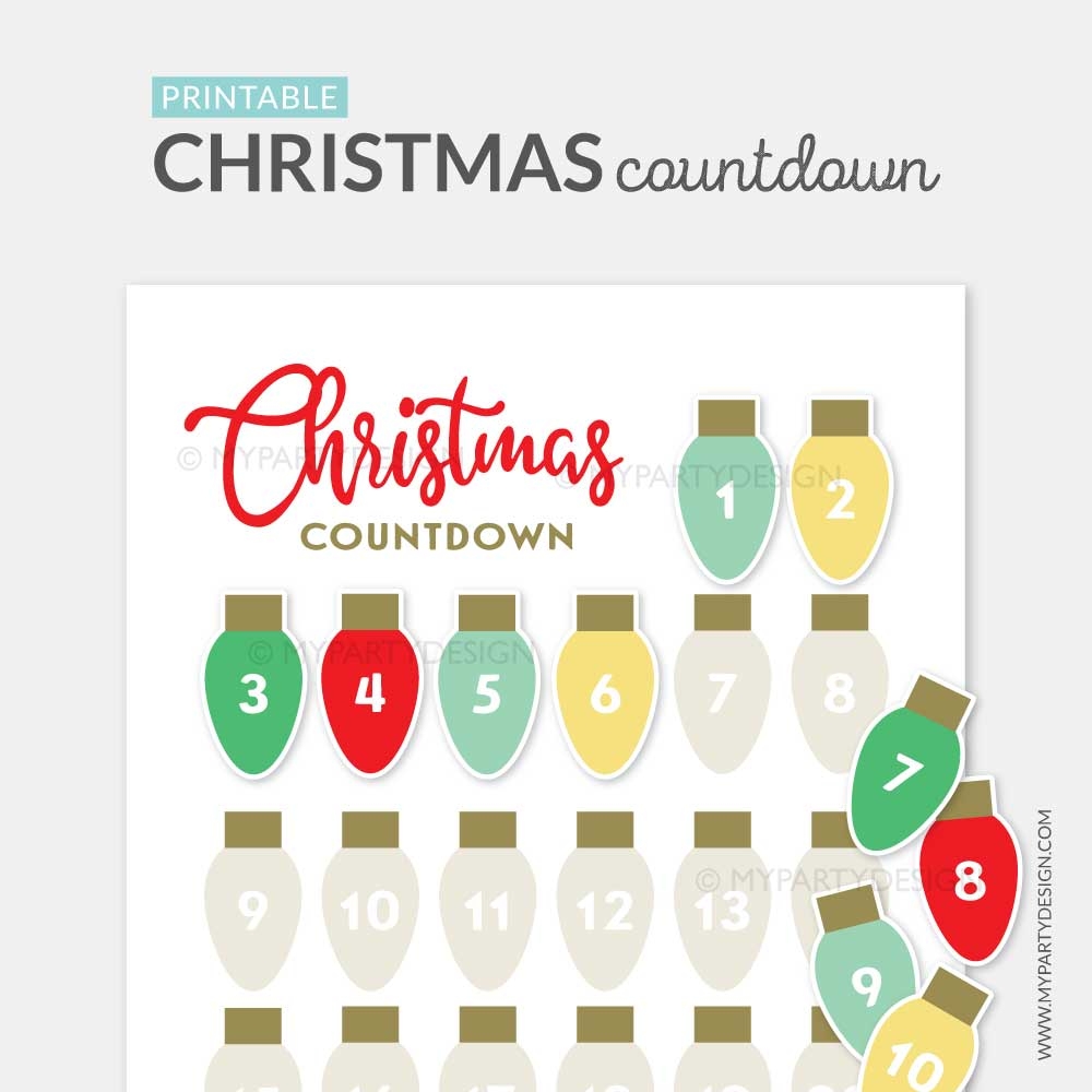 Printable Christmas Countdown Advent Calendar My Party Design Printable Christmas Countdown Advent Calendar My Party Design