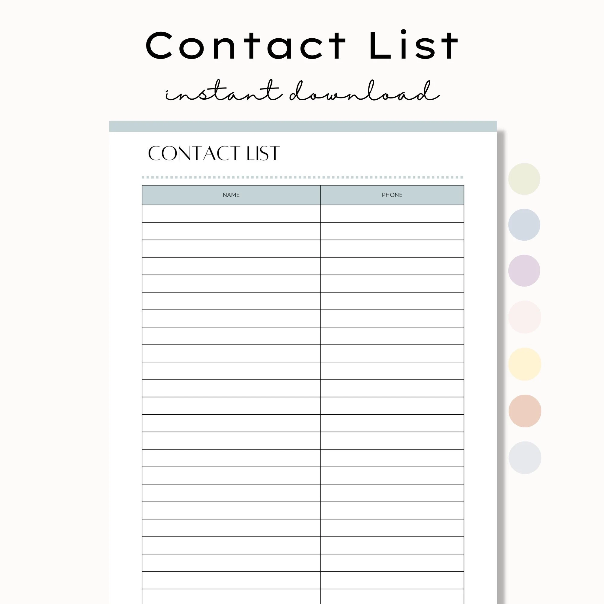 Printable Contact List Contact Sheet Phone Number List Address Printable Contact List Contact Sheet Phone Number List Address