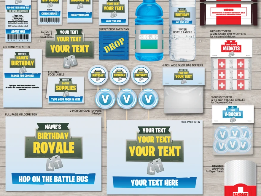 Printable Fortnite Birthday Party Decorations amp Invitations