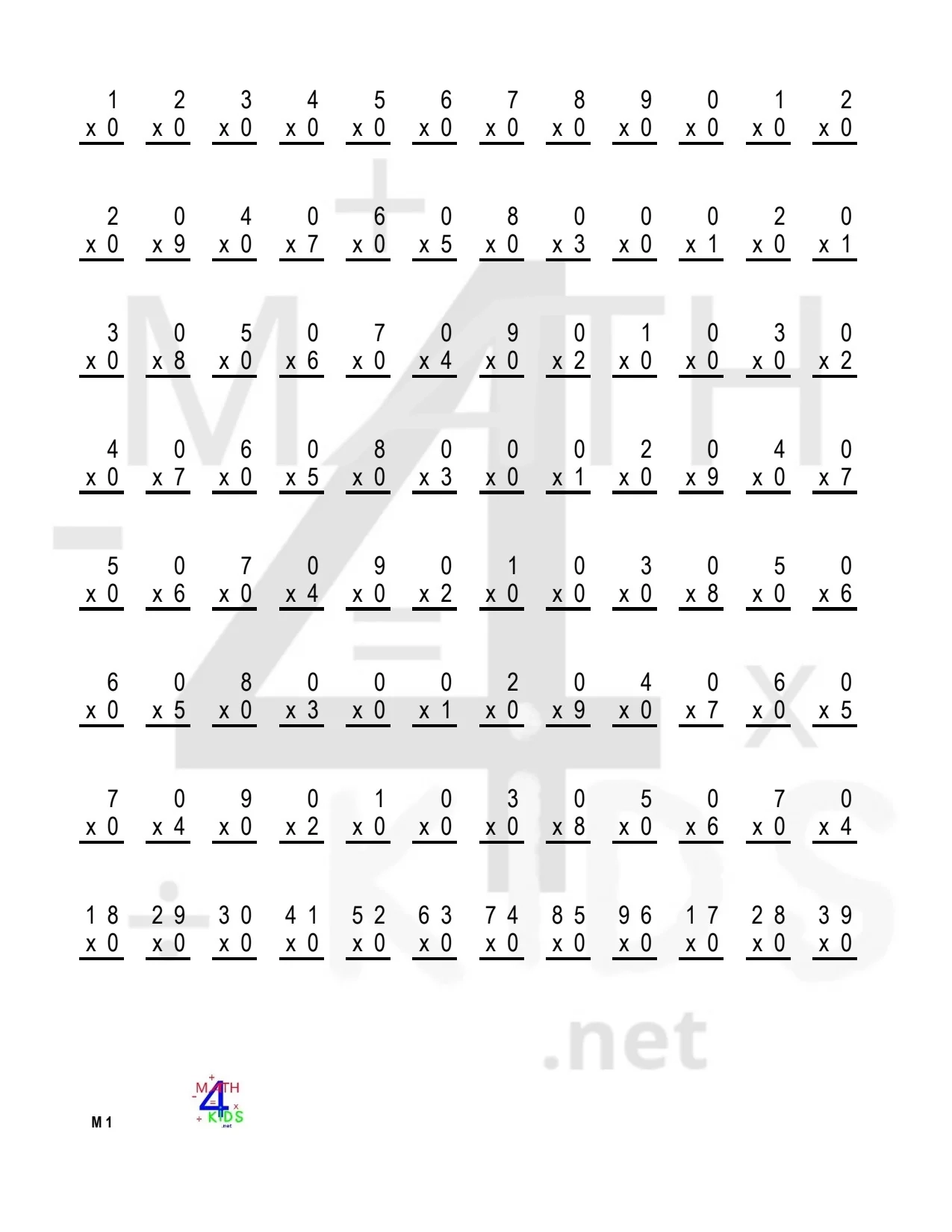 Printable Math Sheets Multiplication Printable Math Sheets Multiplication