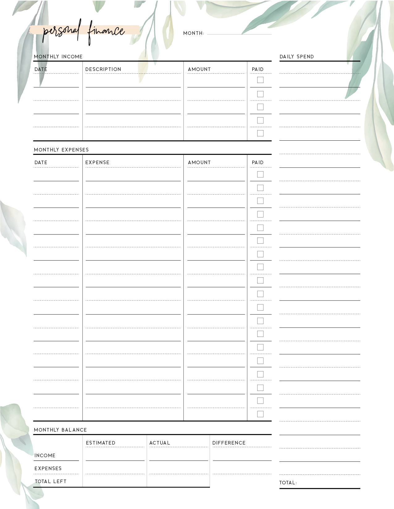 Printable Balance Sheets Free Printable Balance Sheets Free
