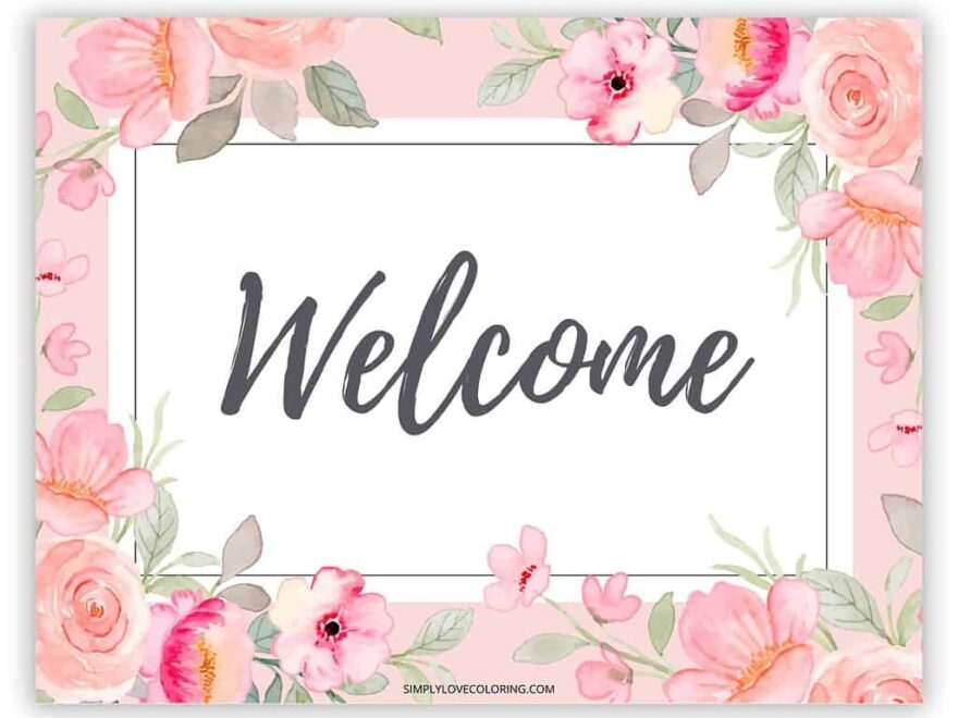 Printable Welcome Sign Free PDF Download Simply Love Coloring