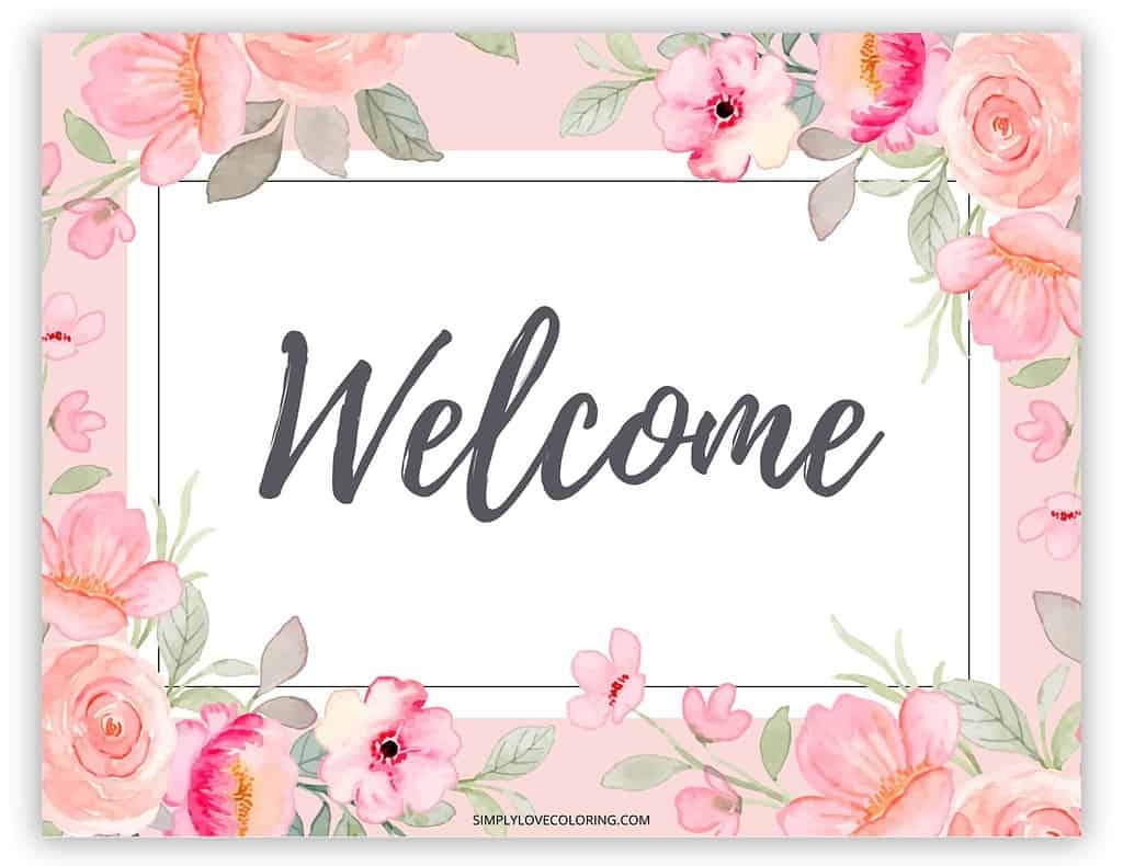 Printable Welcome Sign Free PDF Download Simply Love Coloring