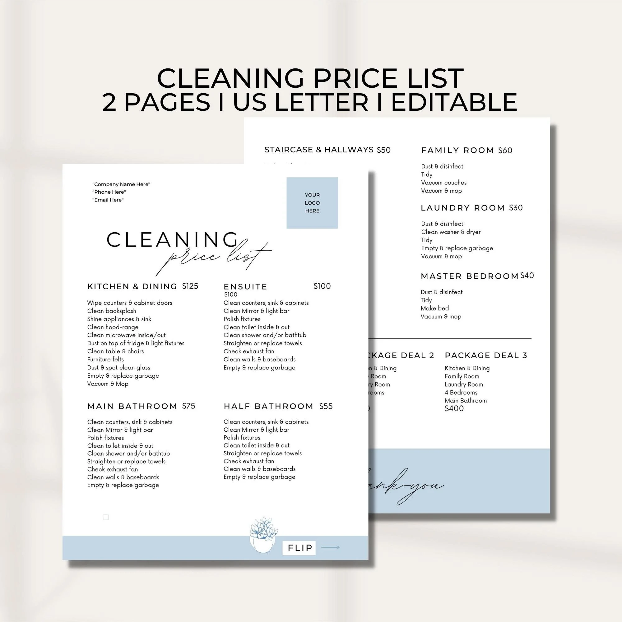 Printable House Cleaning Price List Printable House Cleaning Price List